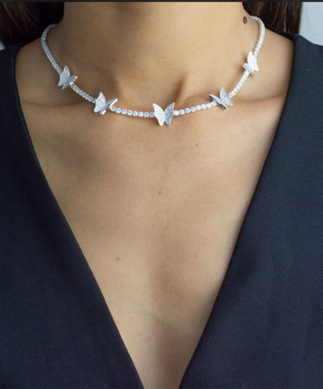 Choker Riviera com Borboletas e Zircônias