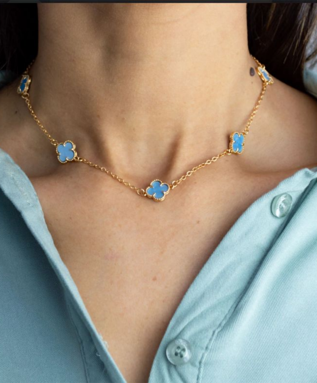 Choker Trevos Virgínia Azul Bebê