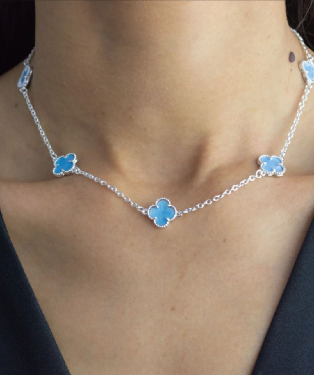 Choker Trevos Virgínia Azul Bebê