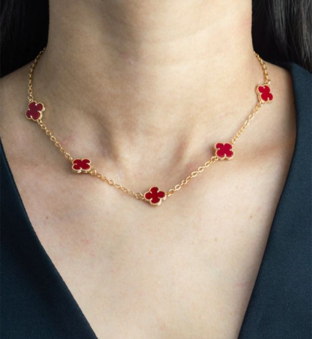 Choker Trevos Virgínia Vermelho