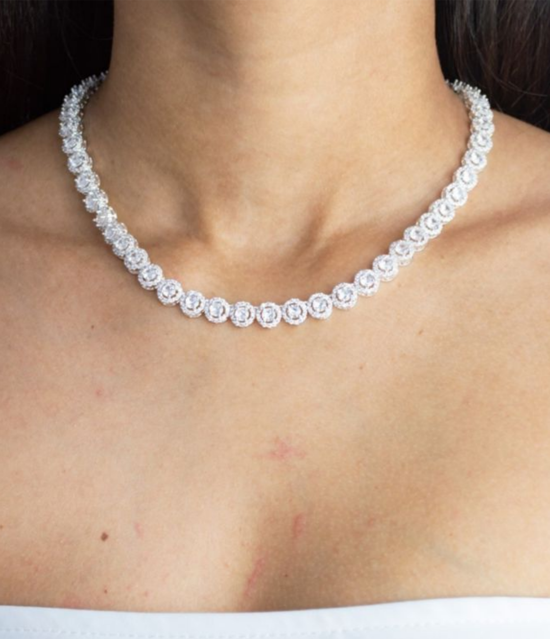 Colar Inspiração Swarovski Prateado