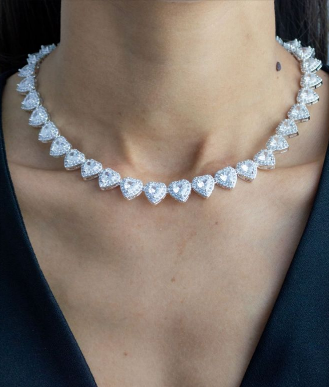 Colar Inspiração Swarovski Prateado