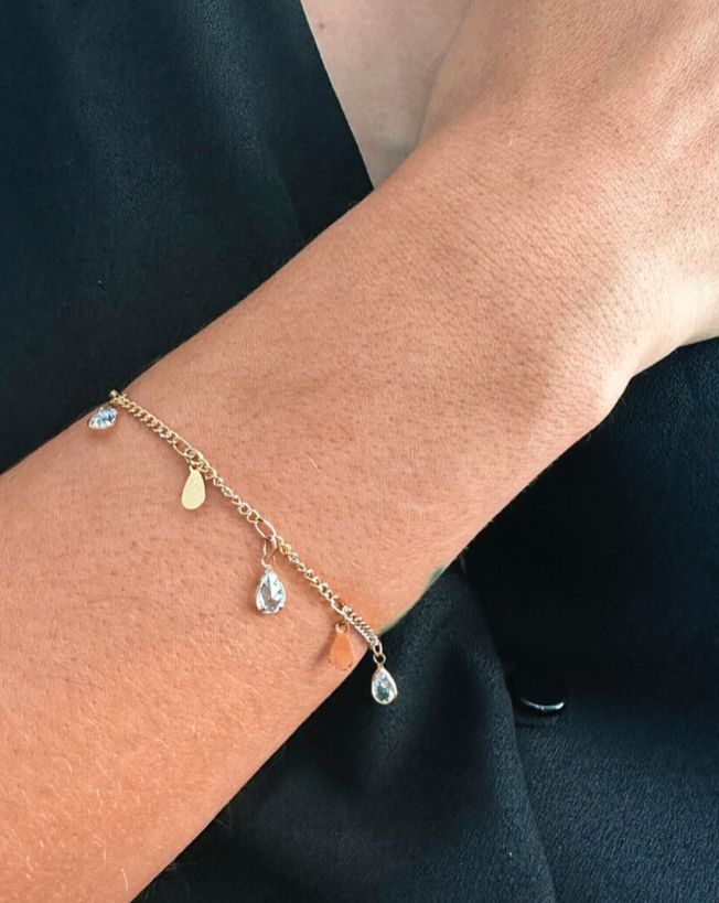 Pulseira Gotas Zircônia Dourado
