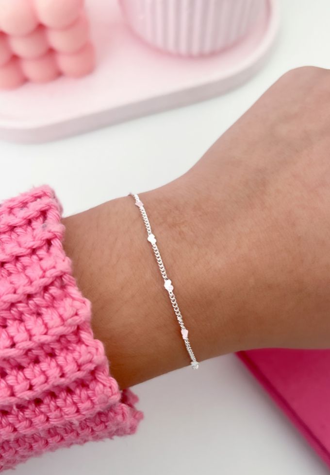 Pulseira Grumet Coraçõezinhos Prateado