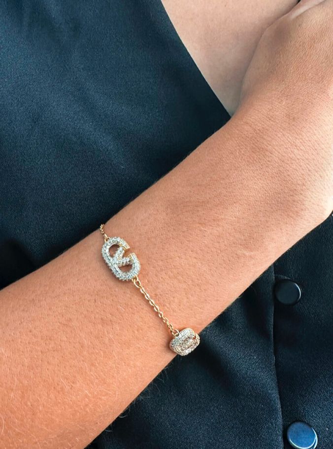 Pulseira Inspiração LV Zircônia Dourado